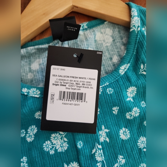 Art Class Teal blue/Green Floral Pullover Knit Kids Dress Size L 10-12 - Picture 14 of 15